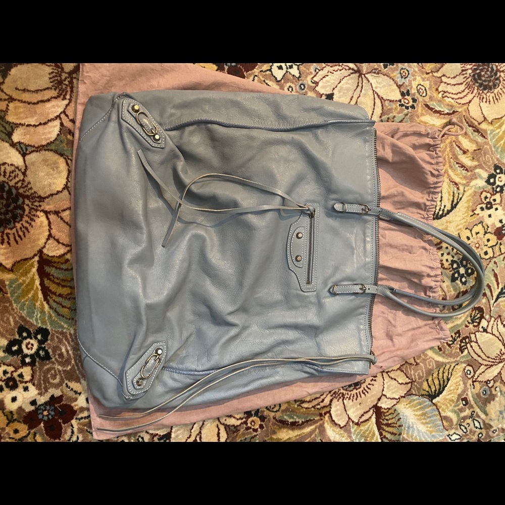 Balenciaga Motorcycle Tote Bag in Powder Blue
